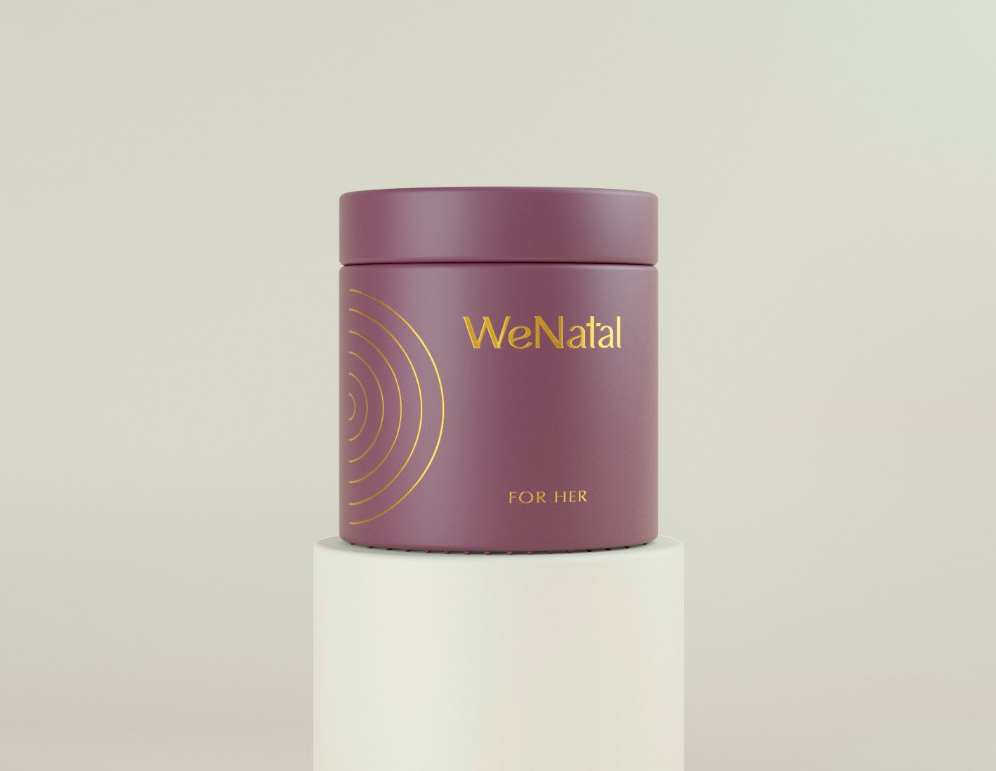 WeNatal For Her glass jar on a pedestal