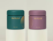 WeNatal Together Welcome Kit: Two jars labeled FOR HIM and FOR HER on pedestals, likely containing complementary prenatal supplements.