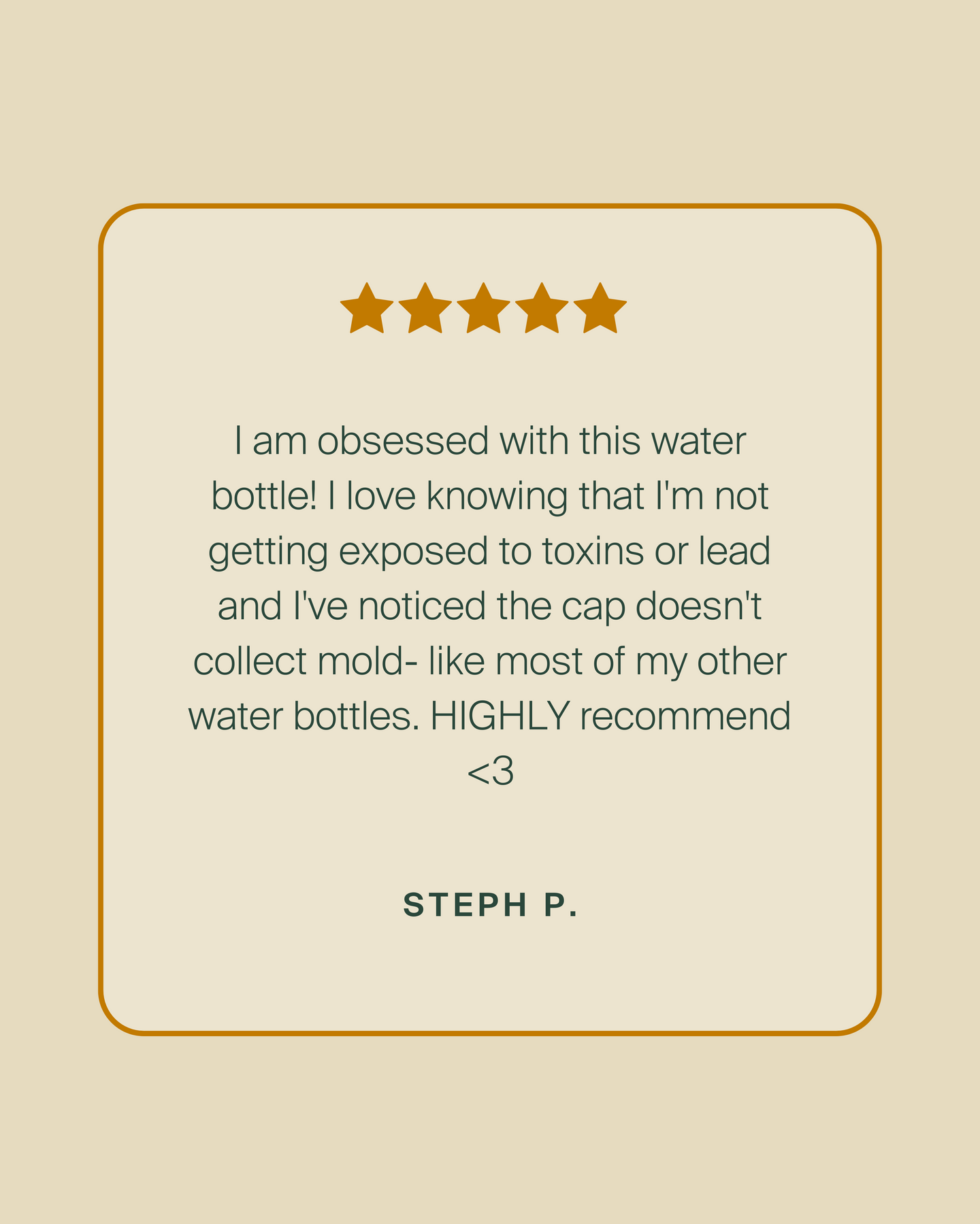 Water bottle review with tan background