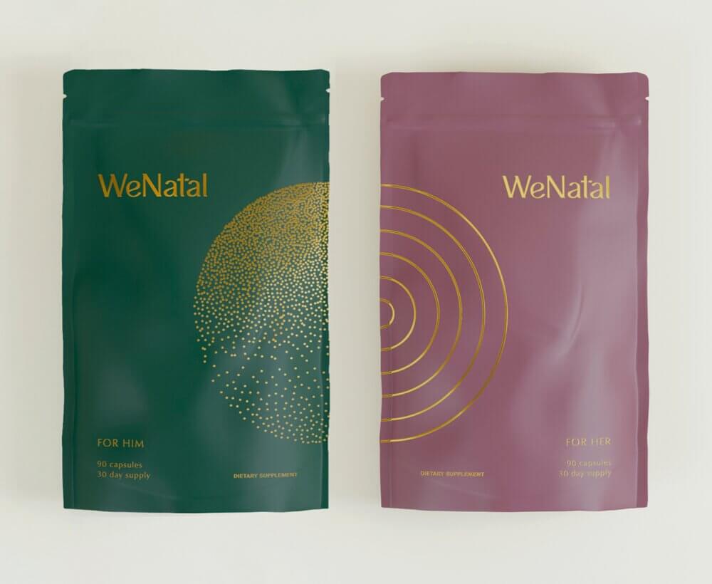 WeNatal For Him and For Her refill packs side by side