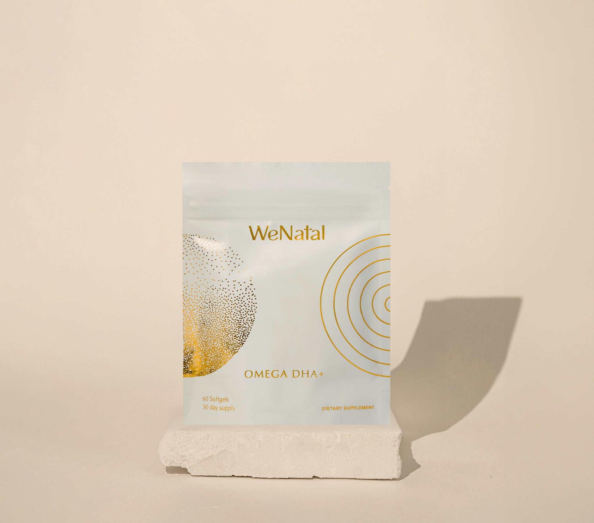 WeNatal Omega DHA+ Pouch offers prenatal nutrient support with omega-3 DHA capsules, enhancing fertility and prenatal nutrition for daily essential nutrient intake