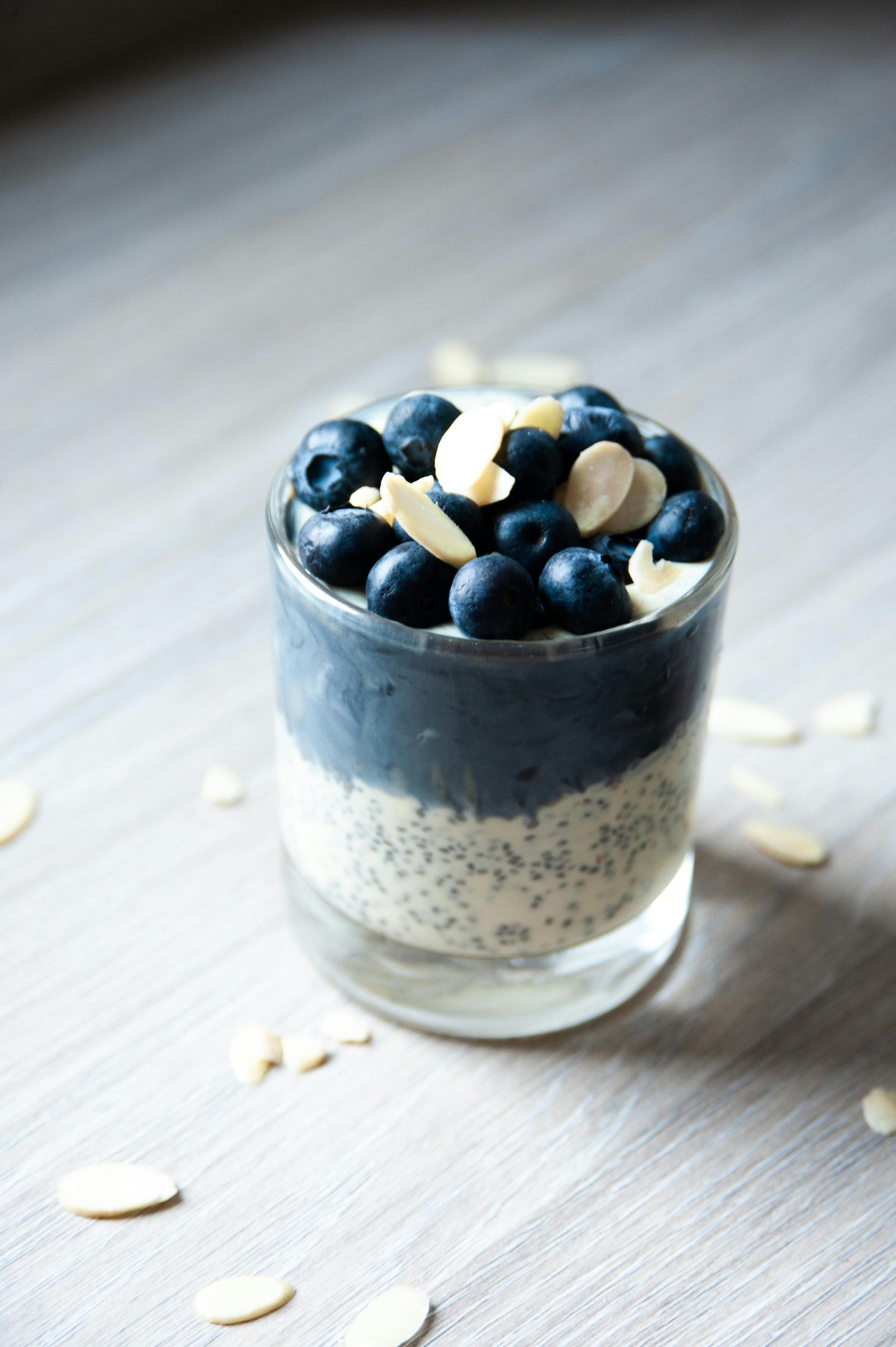 chia pudding and blueberries