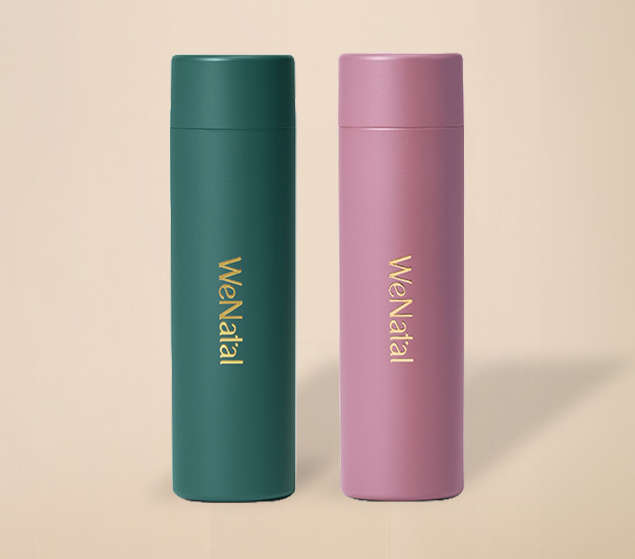 WeNatal Travel Vial Women's: Slim, vacuum-insulated bottles for prenatal supplement, ensuring daily nutrient support and fertility nutrition on-the-go